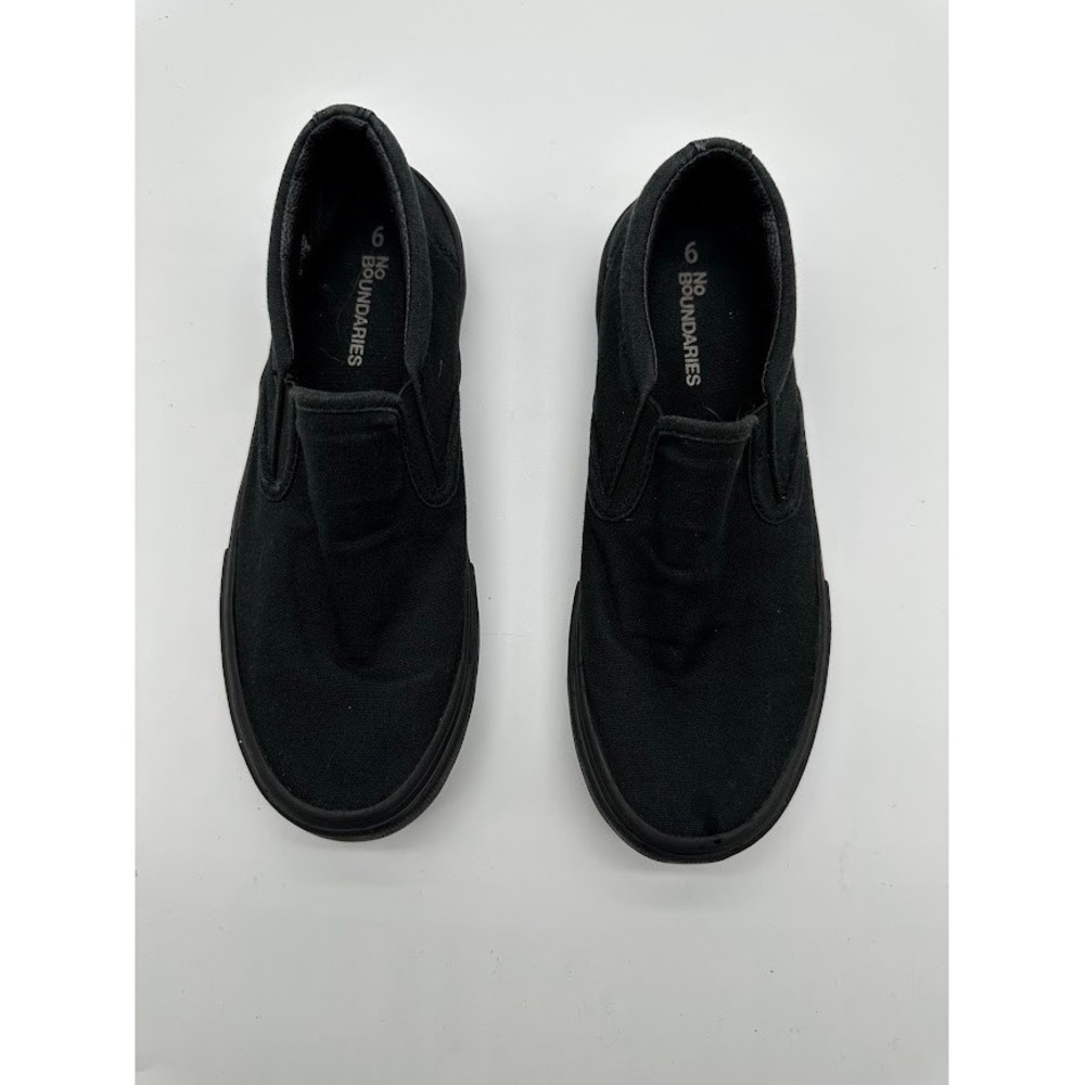 No Boundaries Mens 6 Black Canvas Slip On Sneakers WMNB41AC015L Casual Shoes